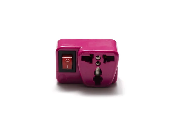 Plugue adaptador rosa — Fotografia de Stock