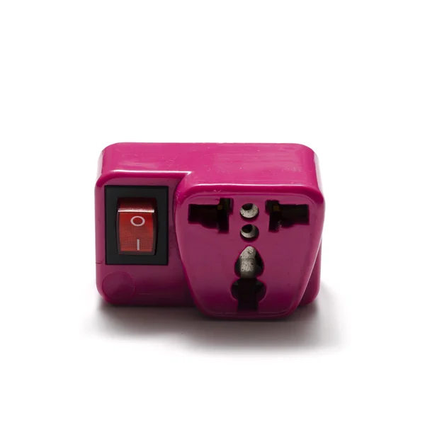 Plugue adaptador rosa — Fotografia de Stock