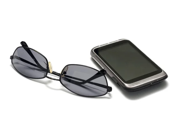 Sunglasses with smart phone — Stock Photo, Image