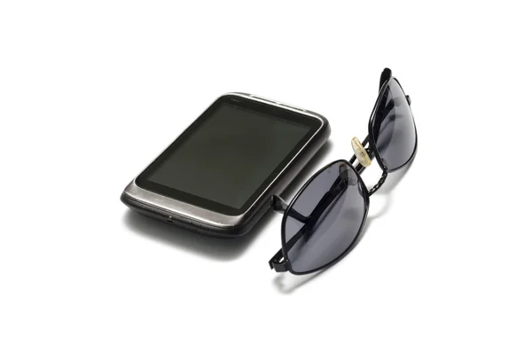 Sunglasses with smart phone — Stock Photo, Image