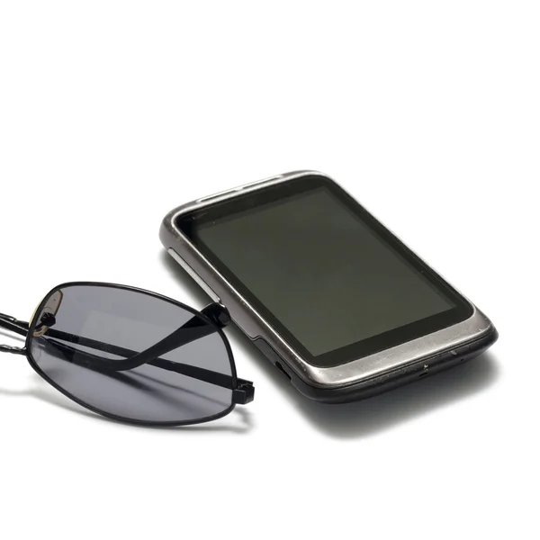 Sunglasses with smart phone — Stock Photo, Image