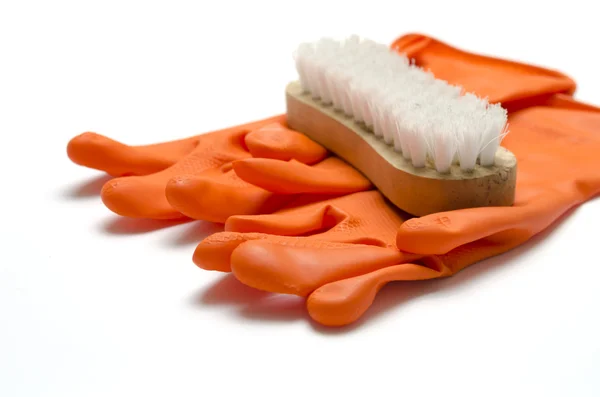 Wassen borstel en handschoenen — Stockfoto