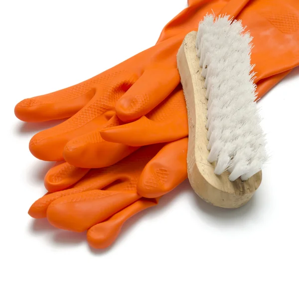 Wassen borstel en handschoenen — Stockfoto