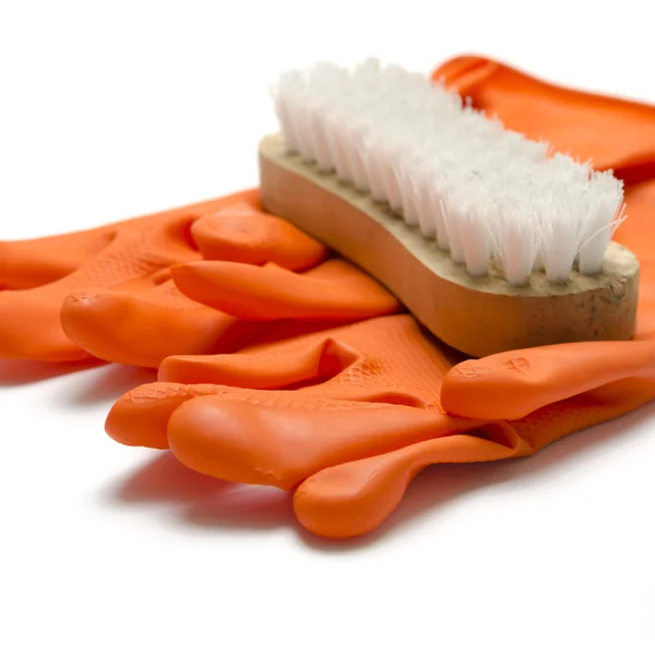 Wassen borstel en handschoenen — Stockfoto