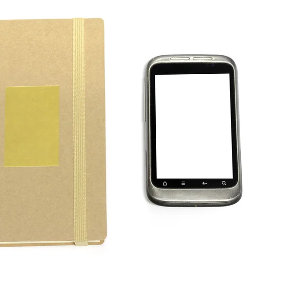 Smartphone en libreta — Foto de Stock