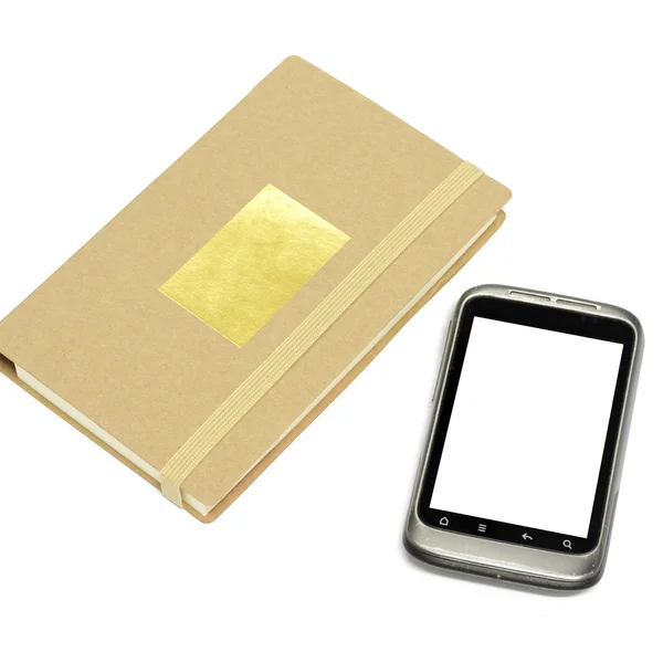 Smartphone en libreta — Foto de Stock