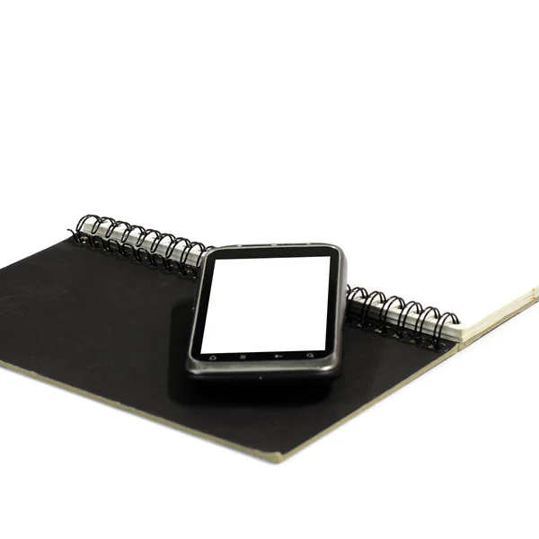 Smartphone on note book — Stock Photo, Image