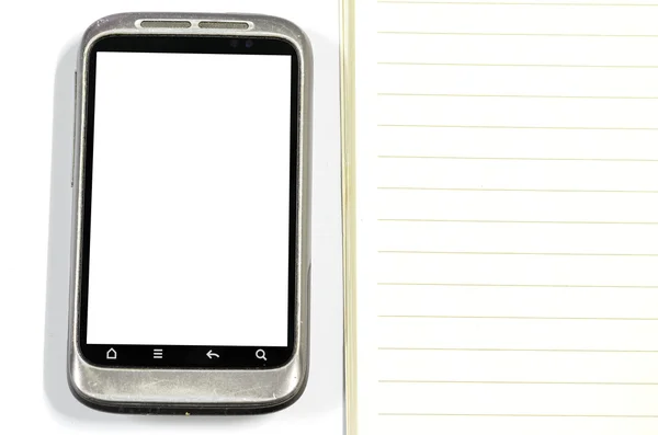 Smartphone avec carnet de notes — Photo