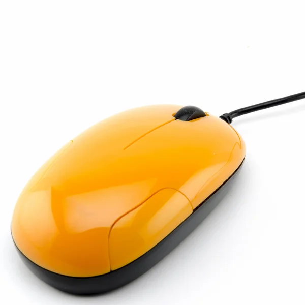 オレンジ色のコンピューターのマウス — ストック写真
