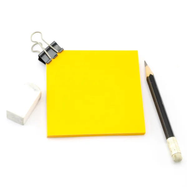 Orange sticky note with pencil — Stock Photo, Image