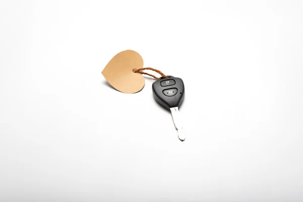 Car key and heart tag — Stock Photo, Image