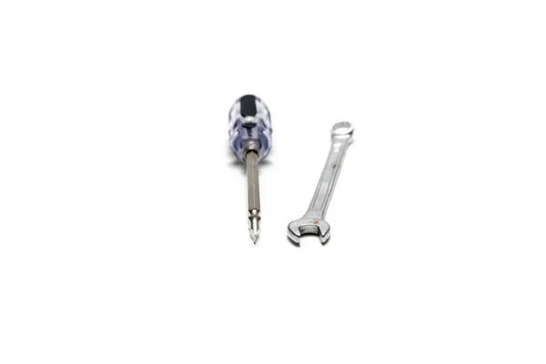Chave de fenda e chave de aço — Fotografia de Stock