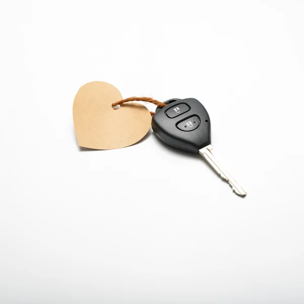 Auto klíč a srdce tag — Stock fotografie