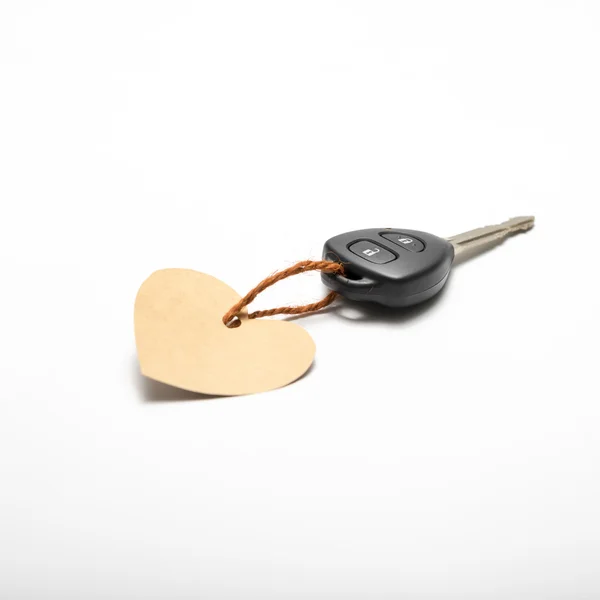 Car key and heart tag — Stock Photo, Image