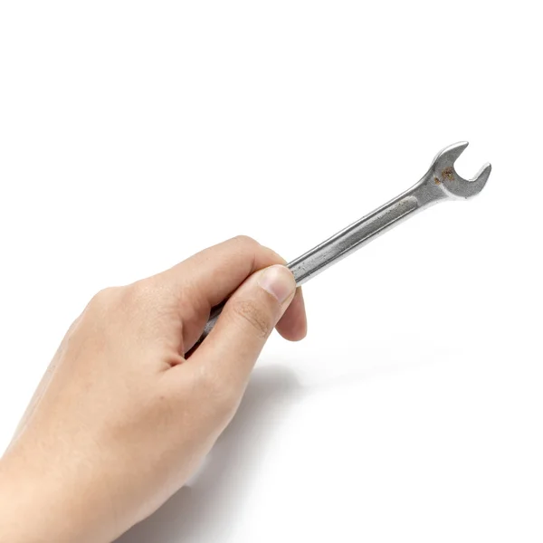 Hand holding wrench — Stock Photo, Image