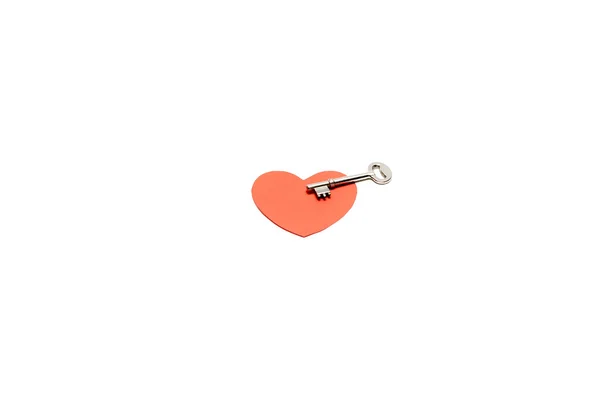 Papier coeur rouge avec clé — Photo