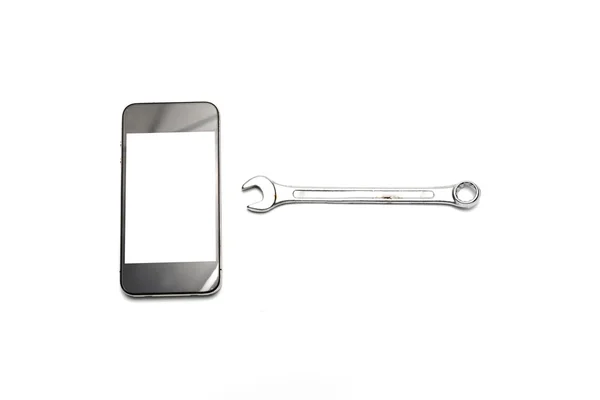 Smartphone com chave de aço — Fotografia de Stock