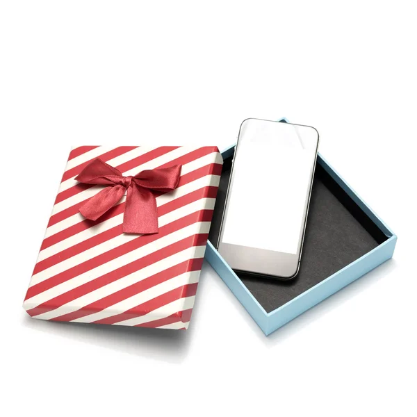 Smart telefon och gift box — Stockfoto