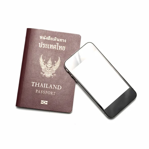 Thajské passport a smartphone — Stock fotografie