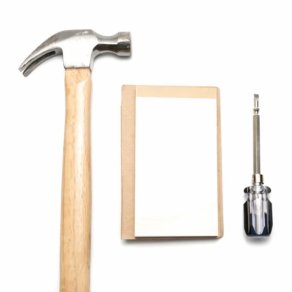 Cacciavite e martello per notebook — Foto Stock