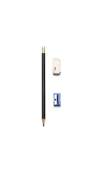 Ołówek, Gumka i temperówka — Zdjęcie stockowe
