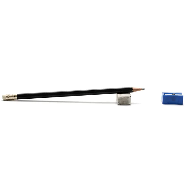 Borracha de lápis e apontador — Fotografia de Stock