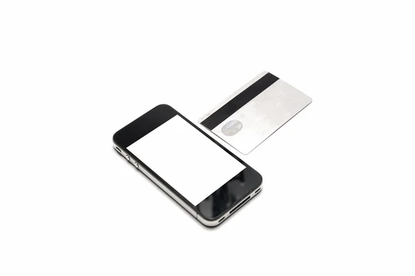 Smart phone e carta di credito — Foto Stock