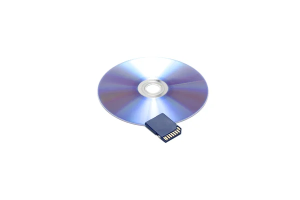 Sd card on cd dish — Stock Photo, Image
