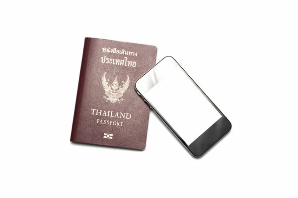 Pasaporte tailandés y smartphone — Foto de Stock