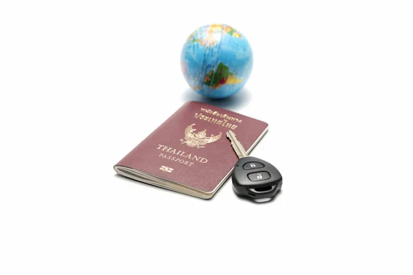 Passaporto auto chiave e palla di terra — Foto Stock