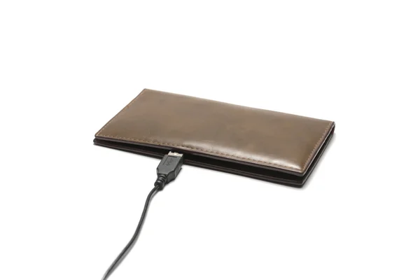 Cable USB y billetera —  Fotos de Stock