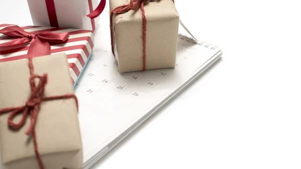 Calendario e confezione regalo — Foto Stock