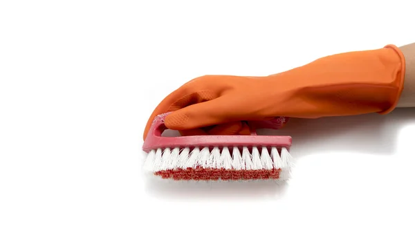 Hand incleaning glove and brush — Stock Photo, Image