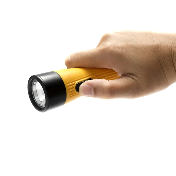 Hand holding flashlight — Stock Photo, Image