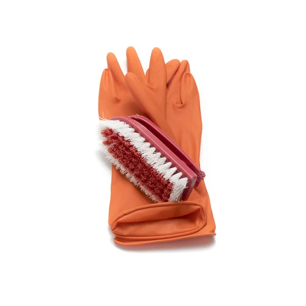 Cleaning glove and brush — Stock Photo, Image