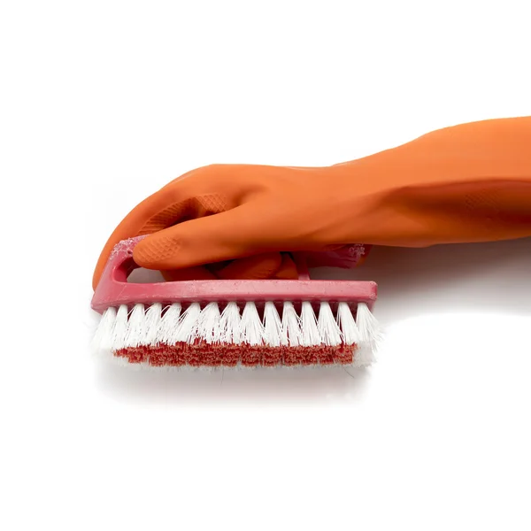 Guante y cepillo inclinado a mano — Foto de Stock