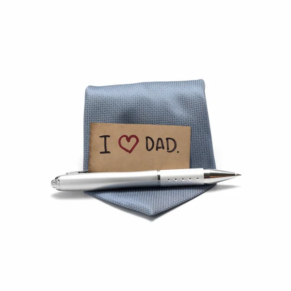J'aime papa carte avec cravate et stylo — Photo