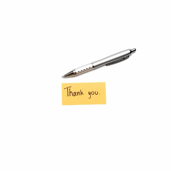 Thank you card with pen — Stock Photo, Image