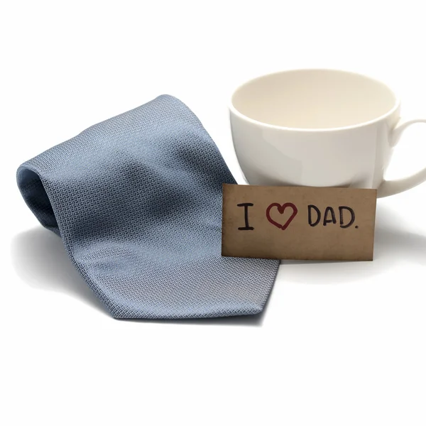 Me encanta tarjeta de papá con corbata y taza de café — Foto de Stock