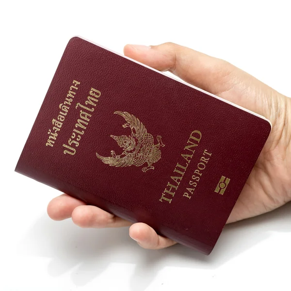 Hand holding paspoort — Stockfoto