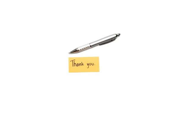 Ευχαριστήρια κάρτα με στυλό — Φωτογραφία Αρχείου