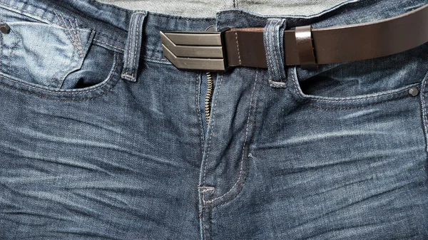 Jean pant with leather belt — Stock Photo, Image