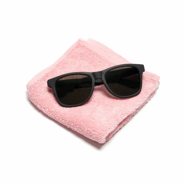 Sun glasses on towel — Stock Photo, Image