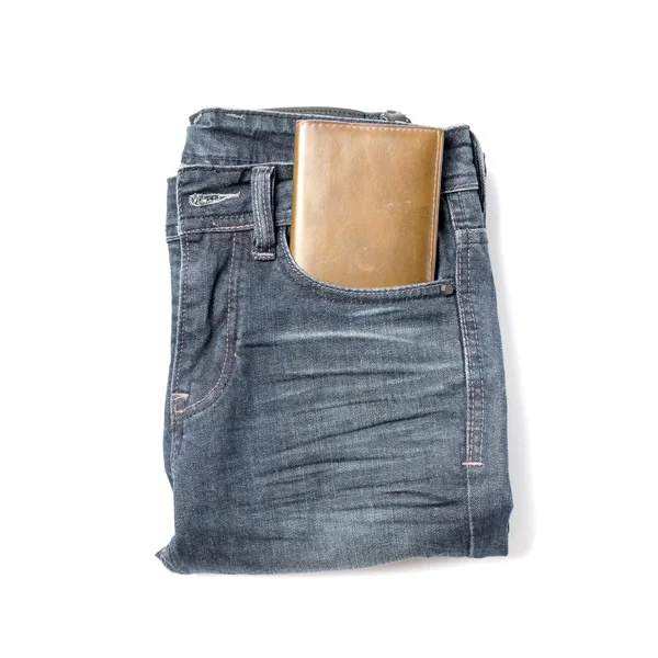 Portafoglio in pantaloni di jeans — Foto Stock