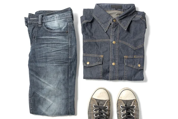 Conjunto de jeans com tênis — Fotografia de Stock