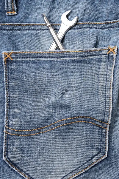 Outils de clé en jean pantalon — Photo