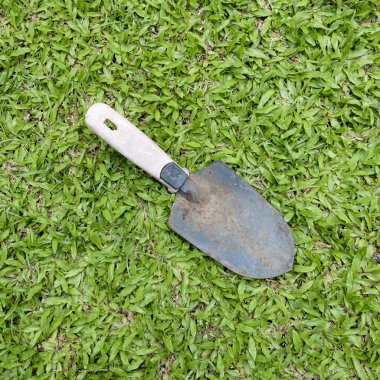 çimenlerin üzerinde kürek