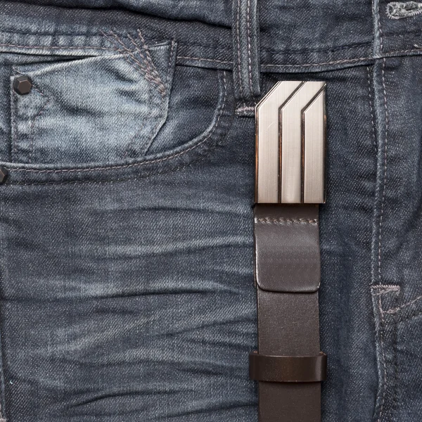 Jean and leather belt — Stock Photo, Image