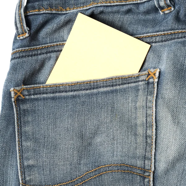 Note in jean pocket — Stock Photo, Image