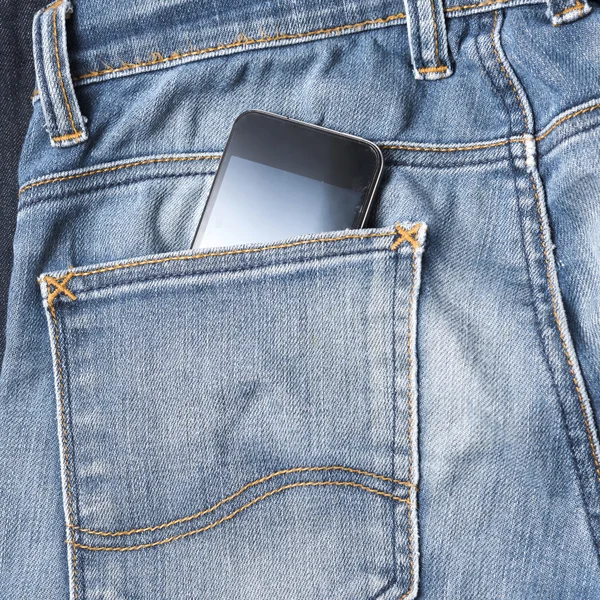 smart phone in jean pocket